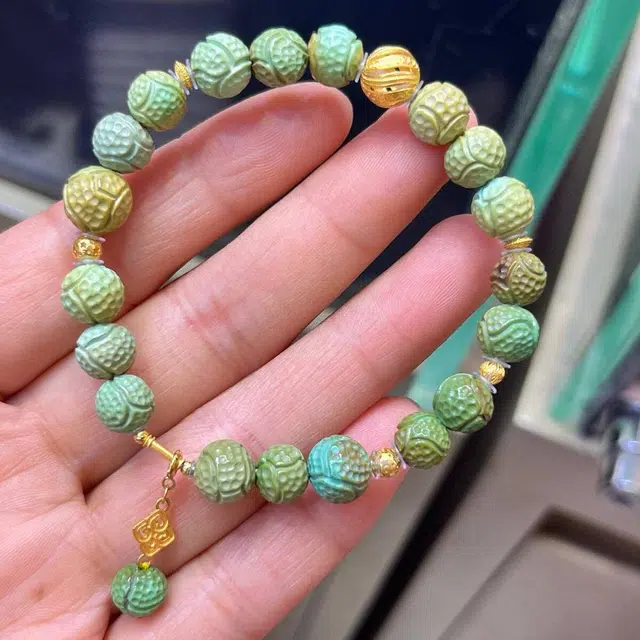 灵运宝 【师傅已加能量】转运招财湖北原矿高瓷菜籽黄 一物一图无油无水 绿松石 名贵玉石手链 男女同款情侣款