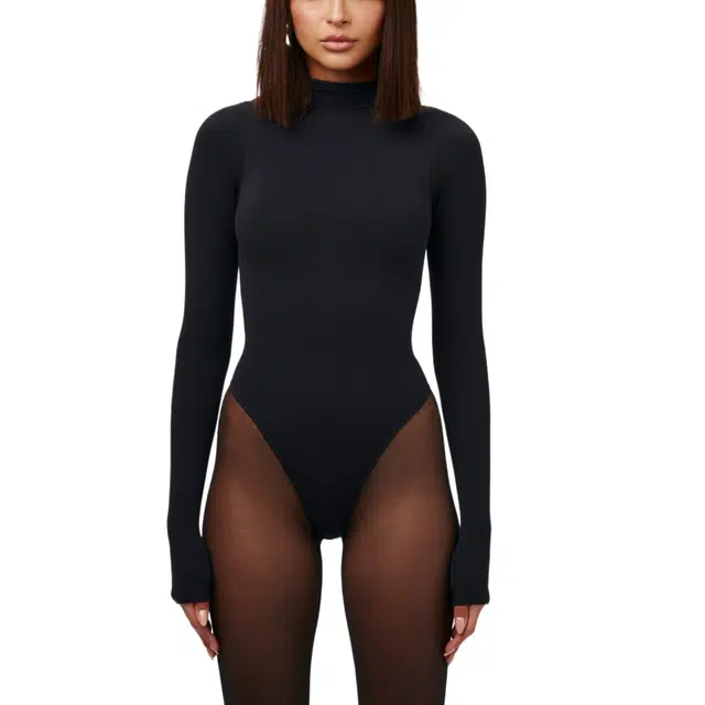 NAKED WARDROBE Seamless Ribbed Bodysuit Fluid Sculpt