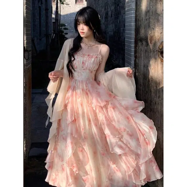 纤丝鸟 时尚舒适休闲百搭气质吊带连衣裙 女款