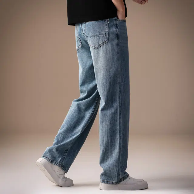 贵色 美式高街水洗阔腿休闲直筒裤中性日常百搭莱赛尔痞帅简约通勤牛仔裤 男女同款