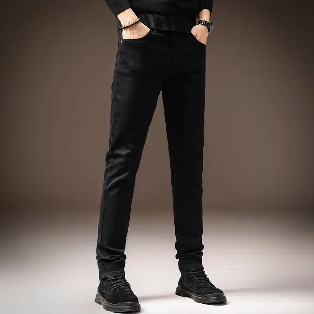 贵色 美式潮流纯色简约风轻商务通勤设计感弹力舒适时尚百搭休闲牛仔裤 男女同款