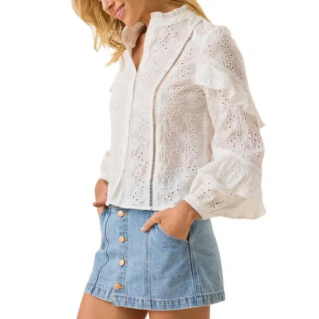 ALTAR'D STATE Serena Eyelet Button Up Top