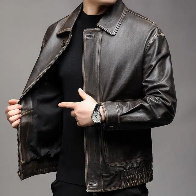 太子龍 品牌外套春秋潮流美式复古时尚宽松高端品质皮衣 男款