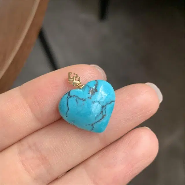 灵运宝 #转运招财湖北原矿高瓷蓝爱心瓷釉级无油无水一物一图无油无水#好运 绿松石 吊坠 男女同款情侣款
