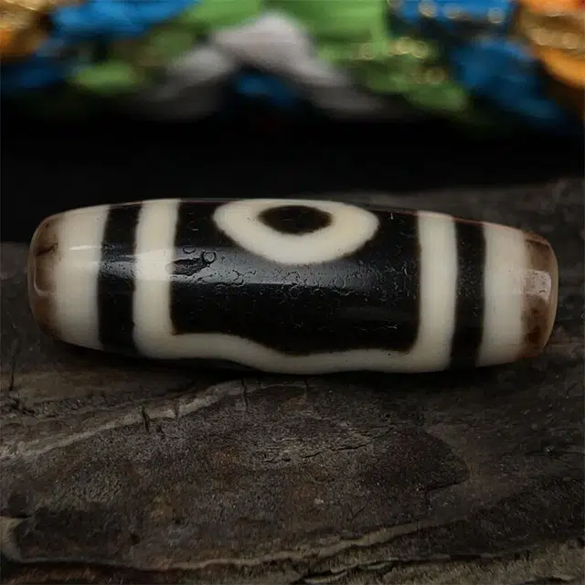 灵运宝 【师傅已加能量】#转运招财西藏藏区天珠三眼风化纹好黑白老矿风化油润包浆老料器磨损到位 一物一图 玛瑙 吊坠 男女同款情侣款