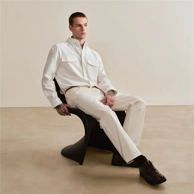 佐丹奴 纯棉工装衬衣口袋帅气宽松长袖衬衫 男款