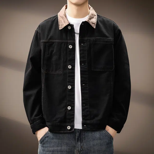 贵色 百搭硬汉风高端美式拼色巴恩风牛仔外套 男女同款