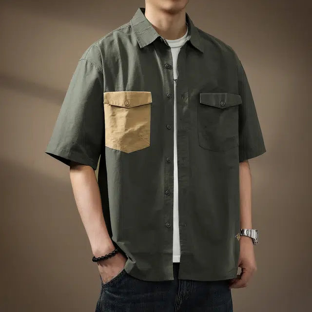 贵色 美式高级感时尚时髦简约潮流休闲短袖衬衫 男女同款