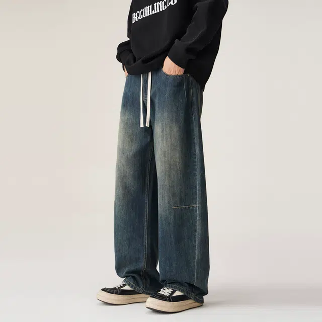 海尔斯 复古简约百搭时尚宽松直筒潮流牛仔裤 男款