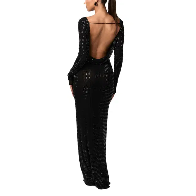 NAKED WARDROBE Crystal Open Back Gown