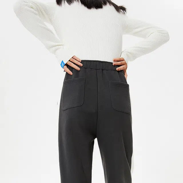 美特斯邦威 高腰宽松系带针织运动裤 女款