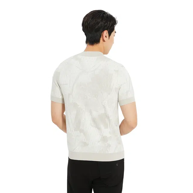 利郎 都市休闲提花半高领时尚潮流短袖打底衫秋季毛衣 男款