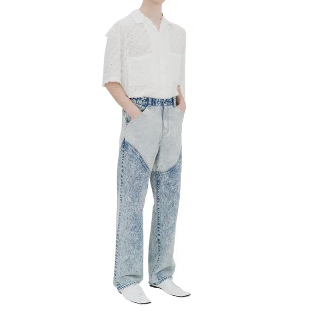 BESLOW STUDED WESTERN JEAN ACID WASHED