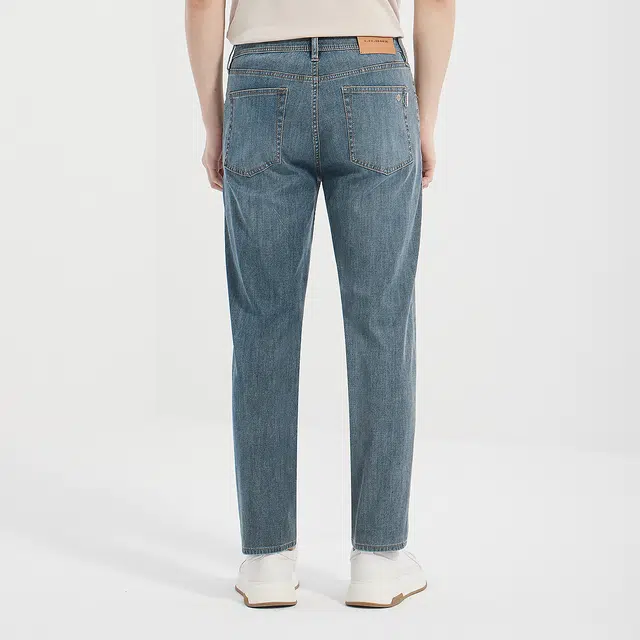 利郎 时尚都市水洗磨白质感百搭低腰小脚修身夏季牛仔裤 男款