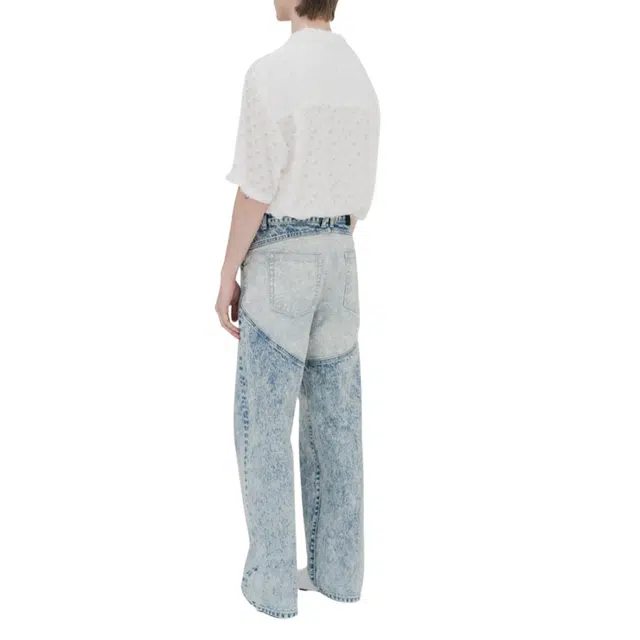 BESLOW STUDED WESTERN JEAN ACID WASHED