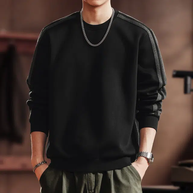 格蓝鹿 美式复古青少年学院风重磅圆领长袖撞色拼接设计时尚潮流户外出行穿搭休闲卫衣 男女同款