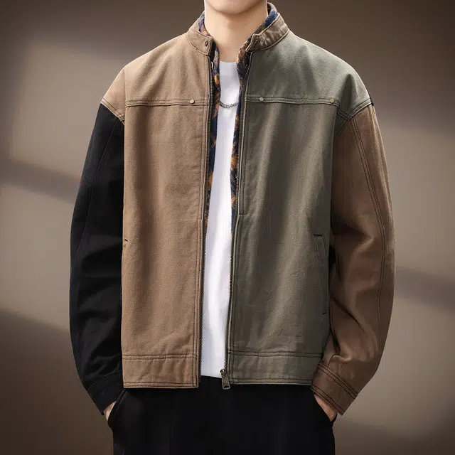 贵色 美式复古城市机能风工装撞色拼接重磅出行经典百搭立体裁剪设计防风耐磨休闲夹克外套 男女同款