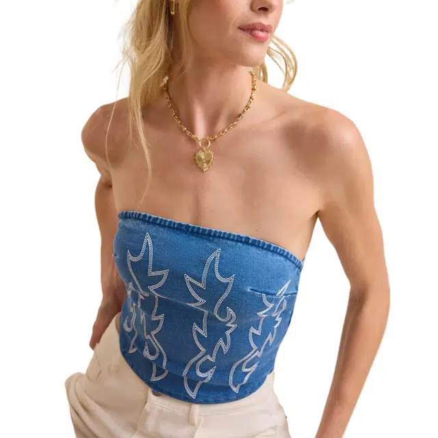 ALTAR'D STATE Mae Denim Tube Top