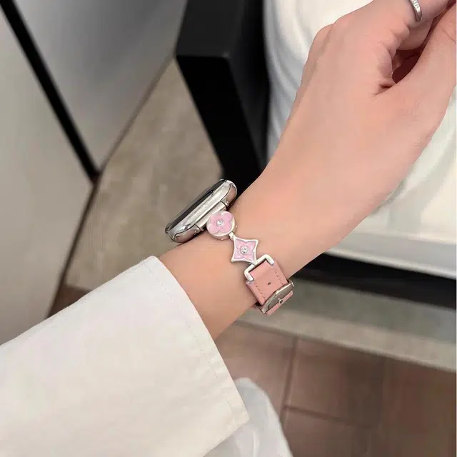 老佳 苹果适用 手表表带 皮质 金属材质 接头皮质表带男女通用