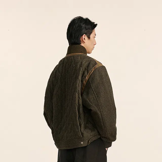 速写 冬季宽松保暖短款长袖棉服 男款