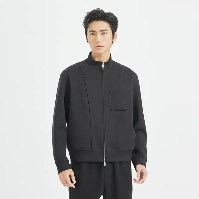 利郎 时尚都市立领质感潮流简洁开衫秋季卫衣 男款