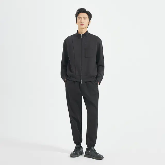 利郎 时尚都市立领质感潮流简洁开衫秋季卫衣 男款