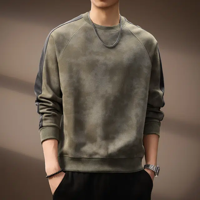 贵色 韩系复古潮流涂鸦印花设计重磅长袖撞色拼接阿美咔叽风休闲时尚潮牌百搭上衣卫衣 男女同款