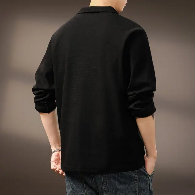 贵色 美式复古华夫格保暖翻领长袖卫衣 男女同款