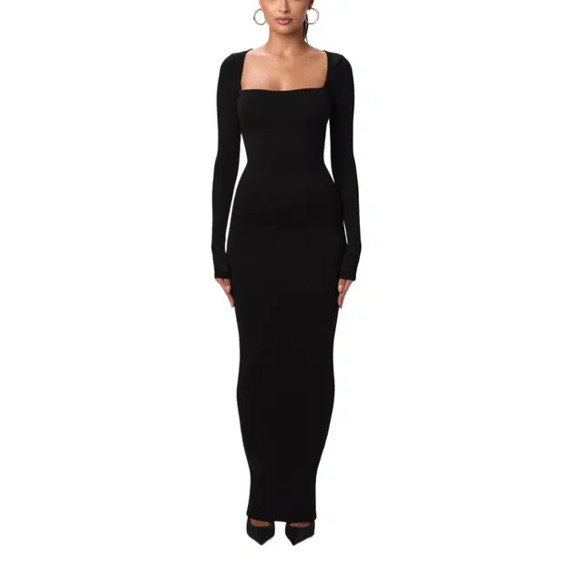 NAKED WARDROBE NW Square Neck Sculpt Maxi Dress