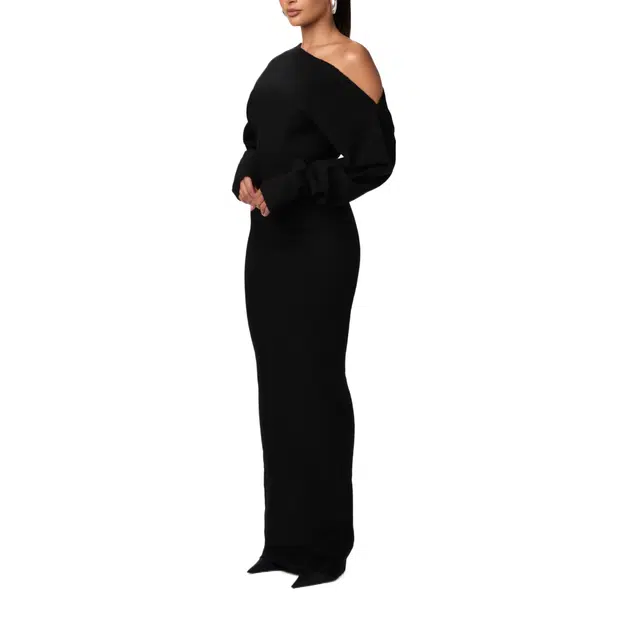 NAKED WARDROBE Off-Shoulder Sweater Maxi Dress Knits