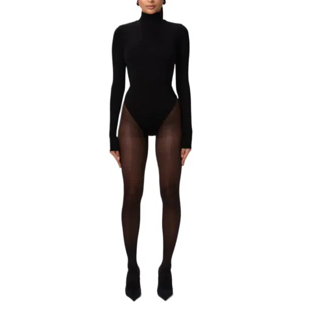NAKED WARDROBE Butter Turtleneck Contour Bodysuit