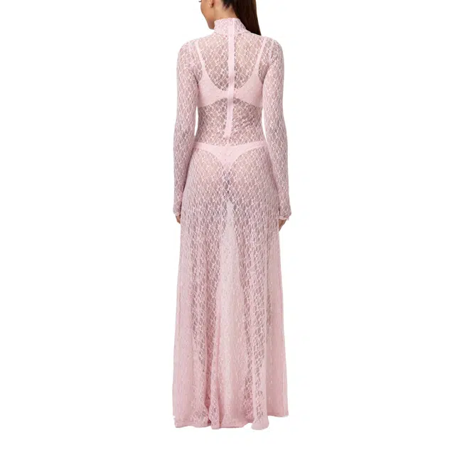 NAKED WARDROBE Stretch Lace Turtleneck Maxi Dress