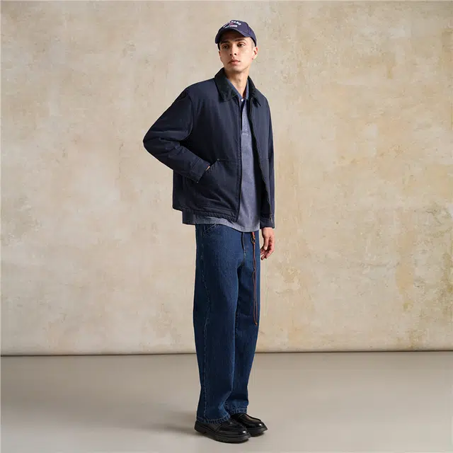 佐丹奴 纯棉巴恩风撞色翻领梭织棉衣外套棉服 男款