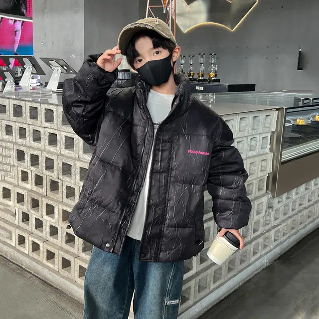 雅鹿棉衣 立领落肩字母印花长袖 青少年