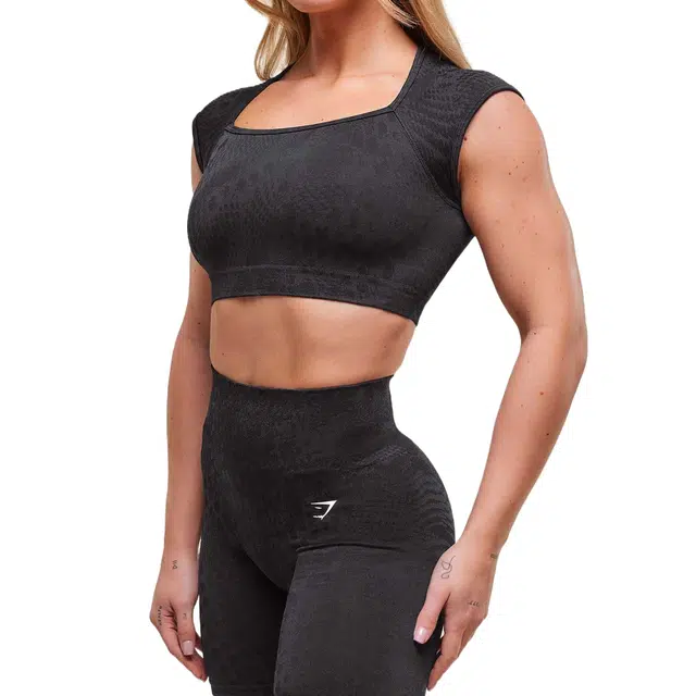 GYMSHARK Adapt X Whitney Animal Seamless Crop Top Adapt
