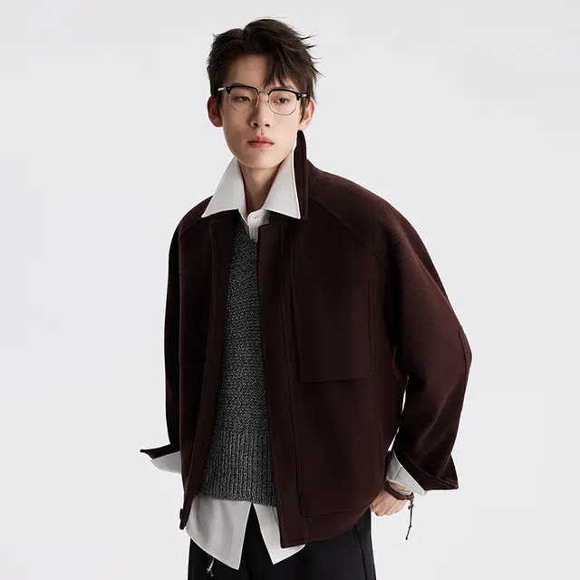 LESS IS MORE Stripe Texture Warm Coat