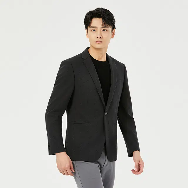 利郎 商务休闲简约百搭平驳领纯色长袖西装 男款