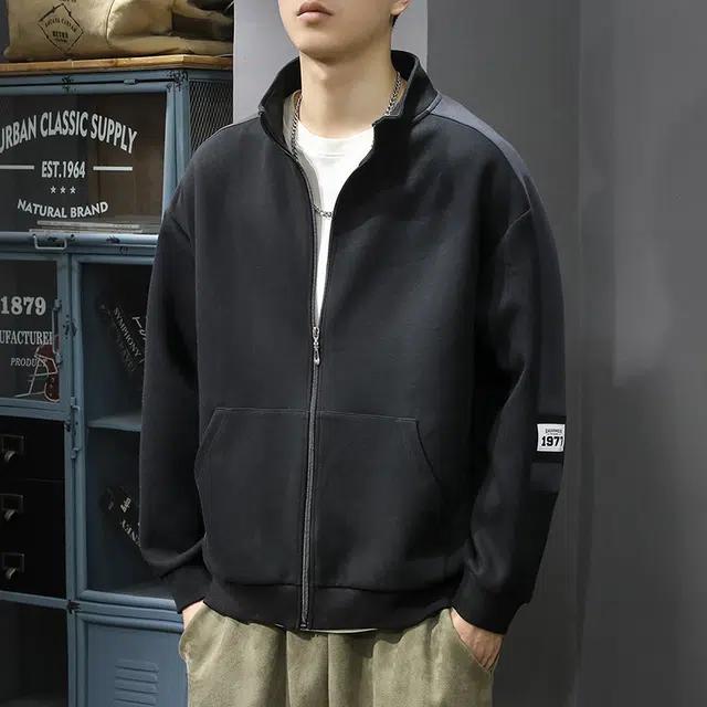 前进牛 美式经典复古潮流潮牌立领休闲户外百搭宽松运动卫衣 男款