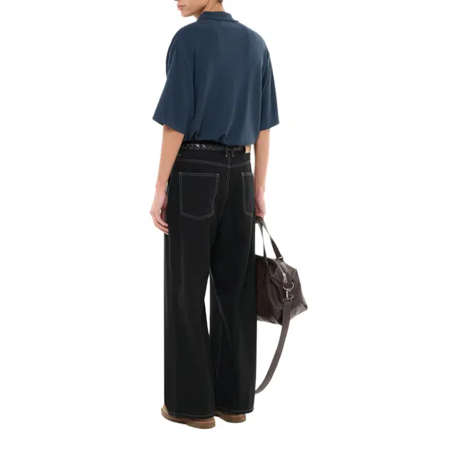 BESLOW WIDE FIT TWO TUCK LINEN DENIM PANTS