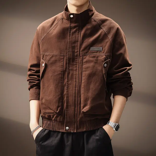 贵色 美式潮流复古城市机能耐磨工装潮牌拼接口袋立体裁剪设计休闲户外出行穿搭夹克外套 男女同款