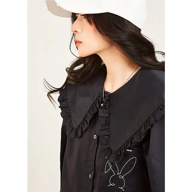 木果果木 学院风时尚舒适长袖连衣裙 女款 黑色