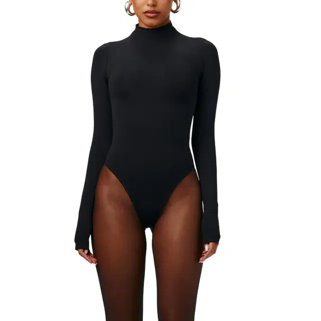 NAKED WARDROBE Seamless Mock Neck Bodysuit