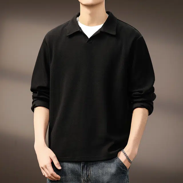 贵色 美式复古华夫格保暖翻领长袖卫衣 男女同款