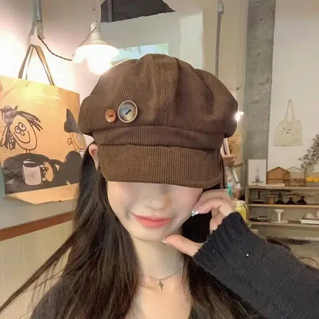 恩僾德 日系古着帽子棕色小众百搭休闲高颜值复古八角帽 聚酯纤维 贝雷帽 男女同款情侣款
