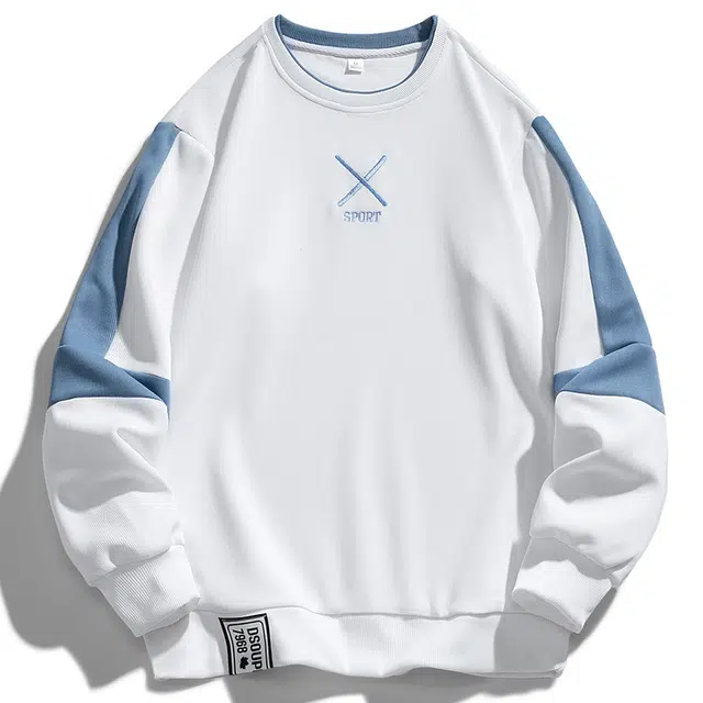 马员外 春秋季圆领拼接字母宽松简约潮流百搭卫衣 男款