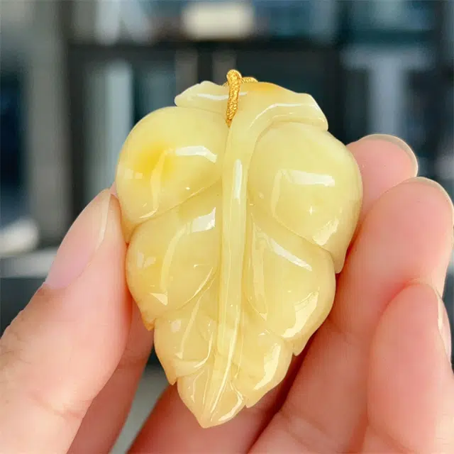 灵运宝 【师傅已加能量】转运招财俄原石原矿叶子金枝玉叶无优化无烤色 蜜蜡 项链 男女同款情侣款