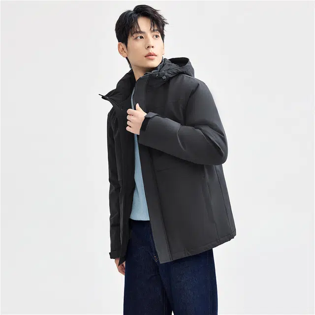 佐丹奴 棉衣外套破骨多口袋拉链连帽夹克棉服 男款