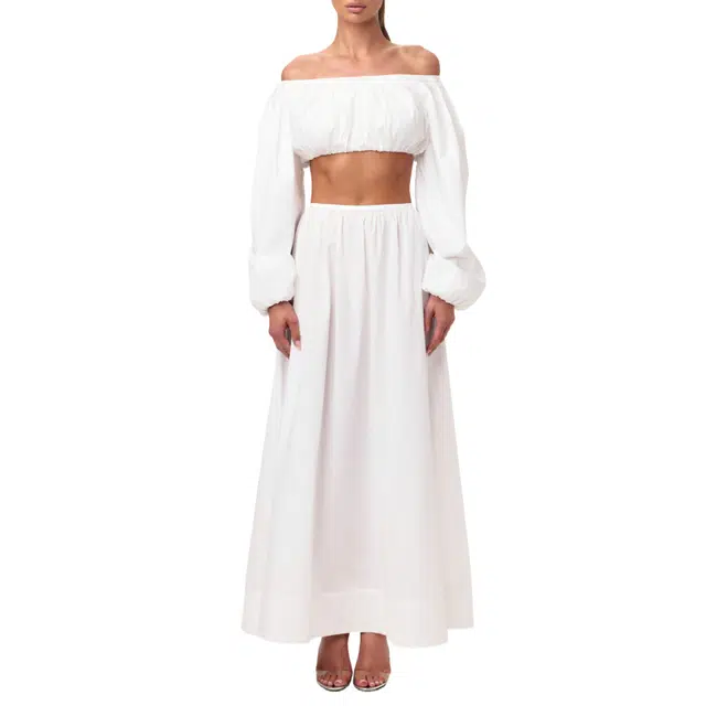 NAKED WARDROBE Shirting Off-Shoulder Crop Top
