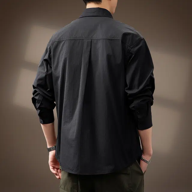 贵色 青少年复古简约纯色学院风高端日系复古长袖衬衫 男女同款