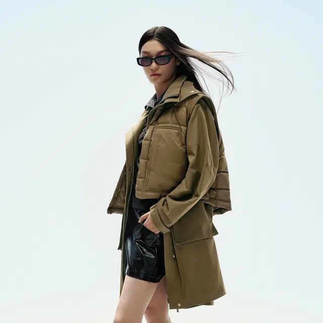 太平鸟 大师联名系列 时尚保暖两件套马甲羽绒服 女款